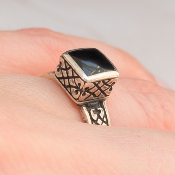 Sterling Silver 925 Onyx Ring | Size 5 ¼ | Silpada Maker - Picture 9 of 11
